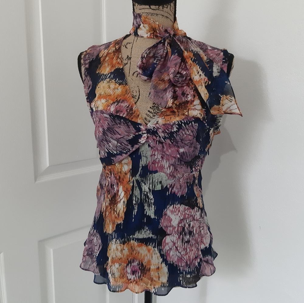 BCBGMAXAZRIA Floral Sleeveless Blouse